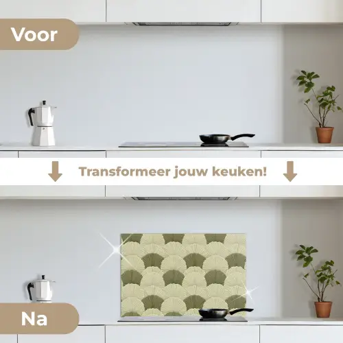 Bladeren - Structuur - Groen keuken achterwand spatscherm klein 900 -voor_na_NL
