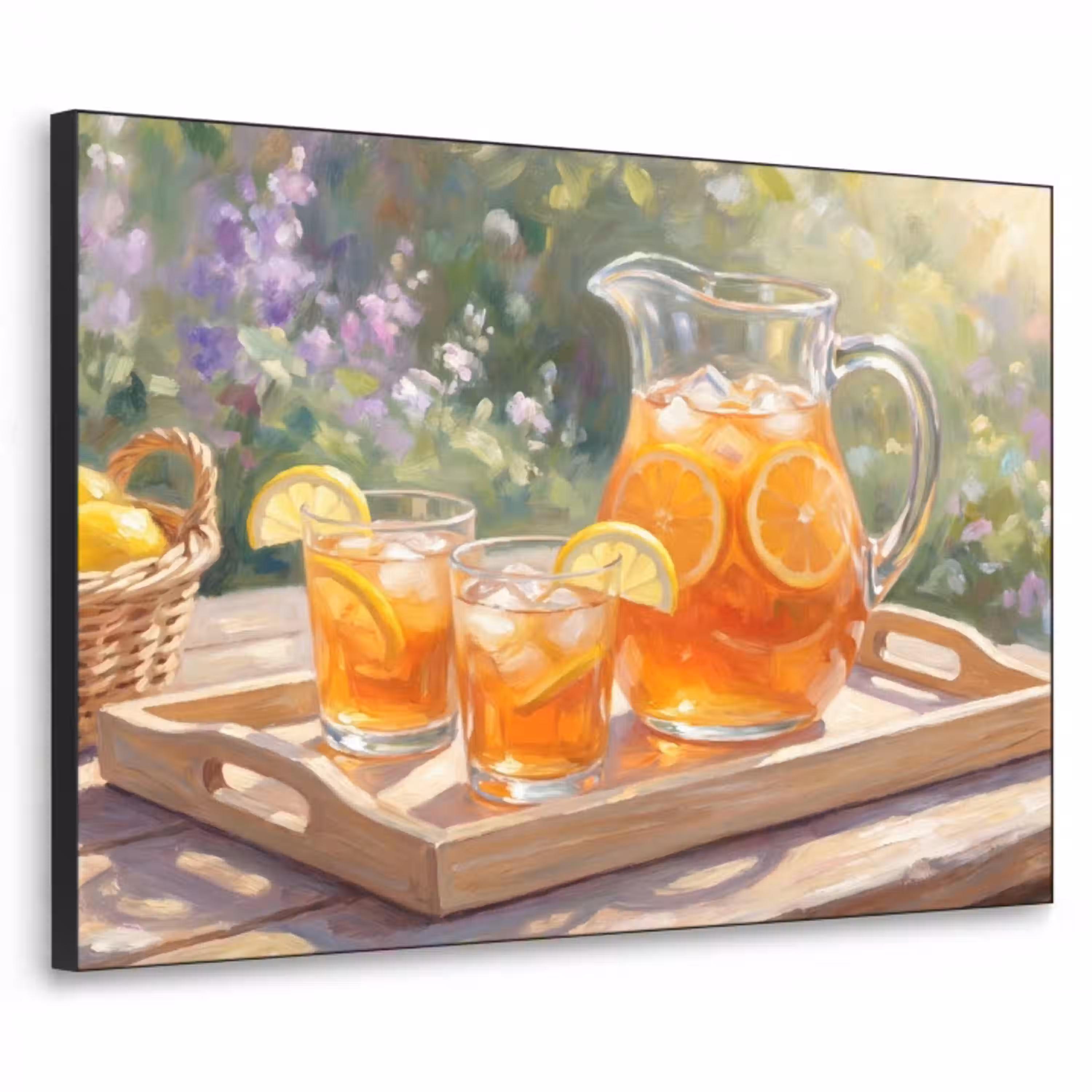 Drank - Citroen - Zomer - Tuin - Geel Textielframe zwart klein -3d