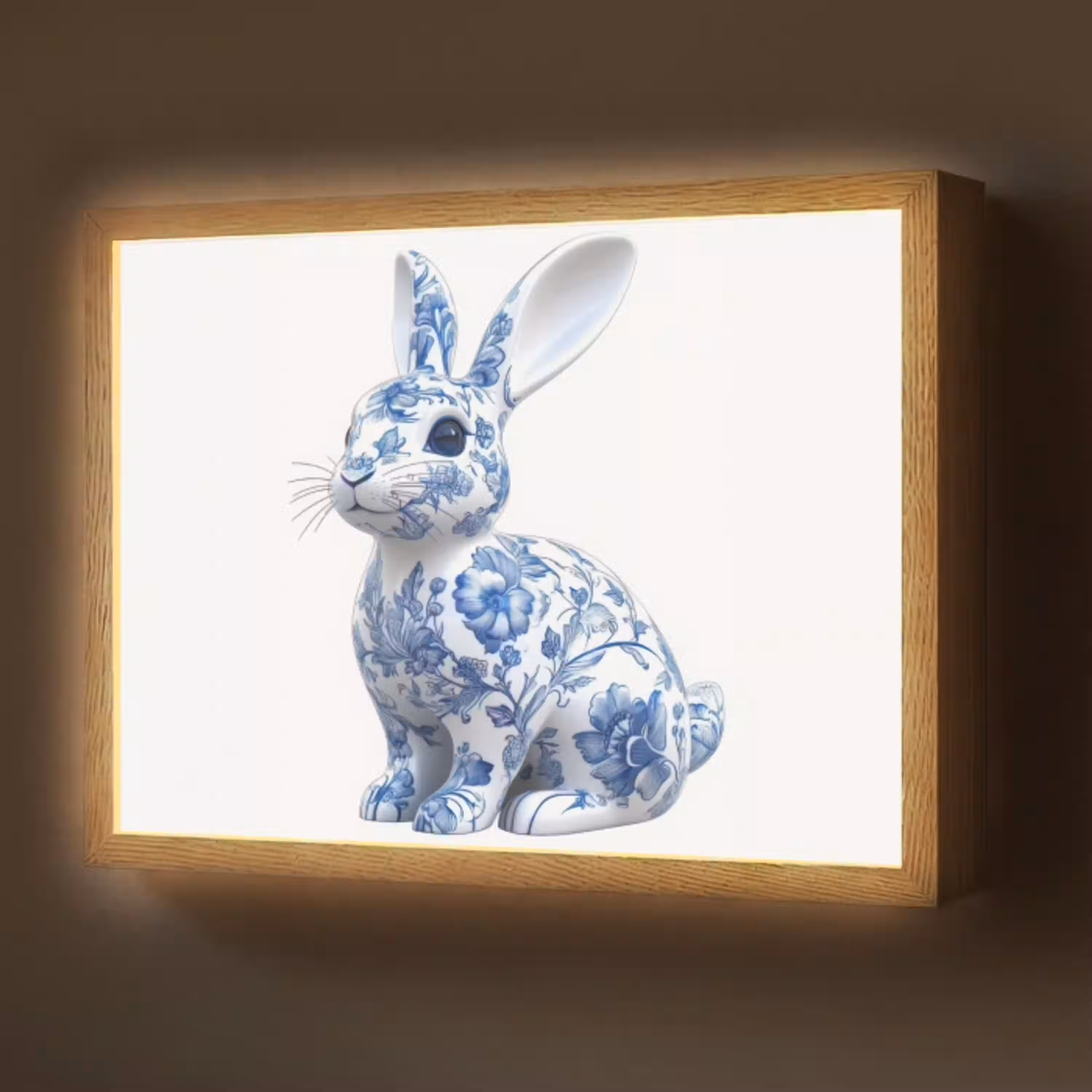 Delftsblauw - Haasje - Wit Light Box met batterij (Wandlamp) middel -z3d_website