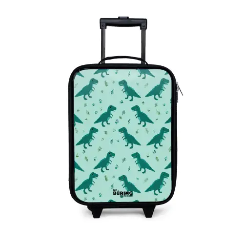 Dinos - Patroon - Groen Kinderkoffer - Zwart klein -3d