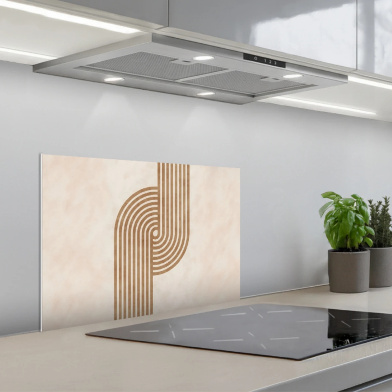 Symmetrische bocht - Koperkleurig keuken achterwand spatscherm klein -3d_schuin