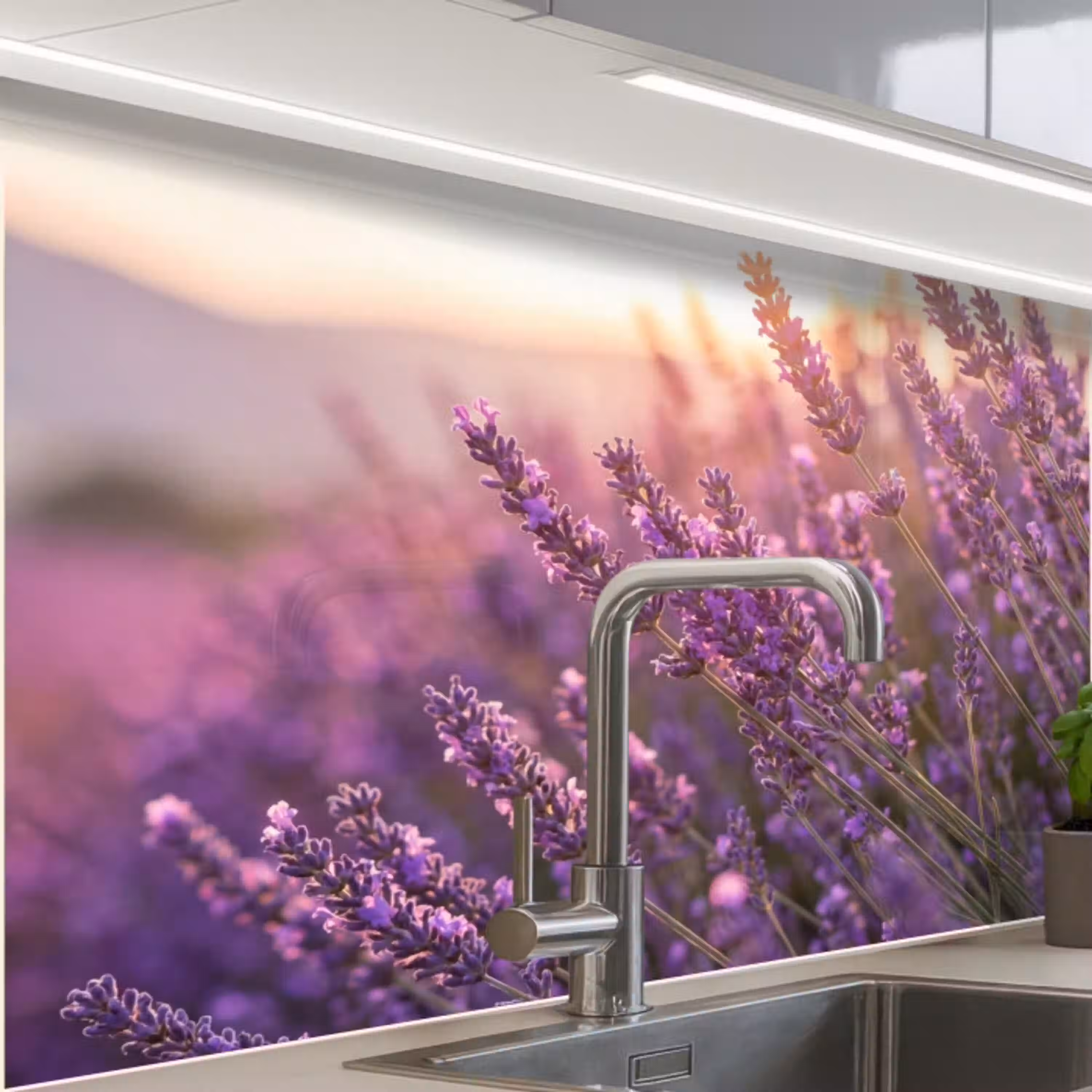 Lavendel - Paars - Zonlicht keuken achterwand 2 middel -zzzz3d_schuin