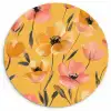 Bloemen - Geschilderd - Geel Wandcirkel kunststof plaat 5mm dik klein -3d