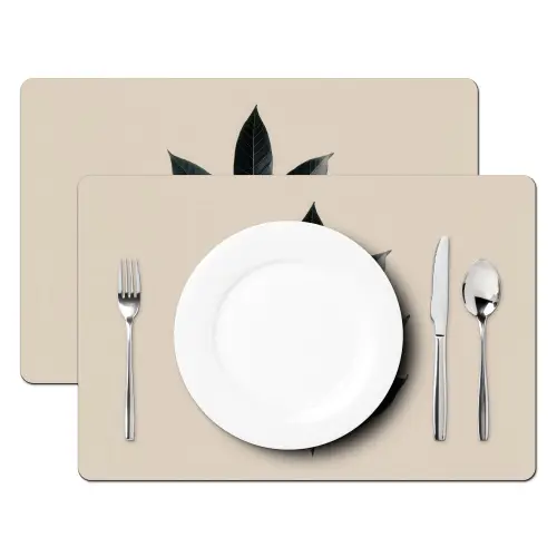 Laurierbladeren - Bloemknoppen - subtiel Placemat vinyl groot -zzsfeer2_Kitchenyeah-website