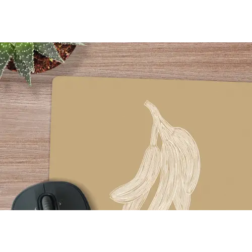 Bananen - Beige - Lijntekening - Minimalistisch muismat rubber klein -closeup