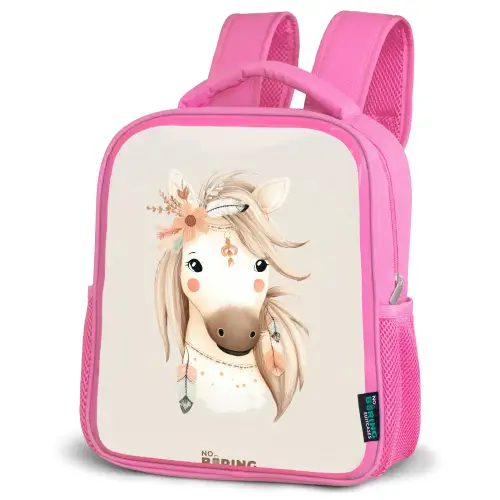Bohemian paard in pastel kleuren Kinderrugzak - Roze middel -schuin