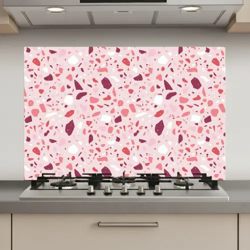 Terrazzo - Patroon - Roze keuken achterwand spatscherm klein 900 -3d_website