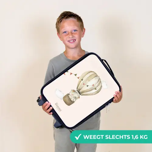 Olifant in een luchtballon Kinderkoffer - Zwart klein -sfeer4_NL