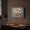 Kat - Kleurrijk - Oranje - Blauw Light Box met batterij (Wandlamp) middel -sfeer1