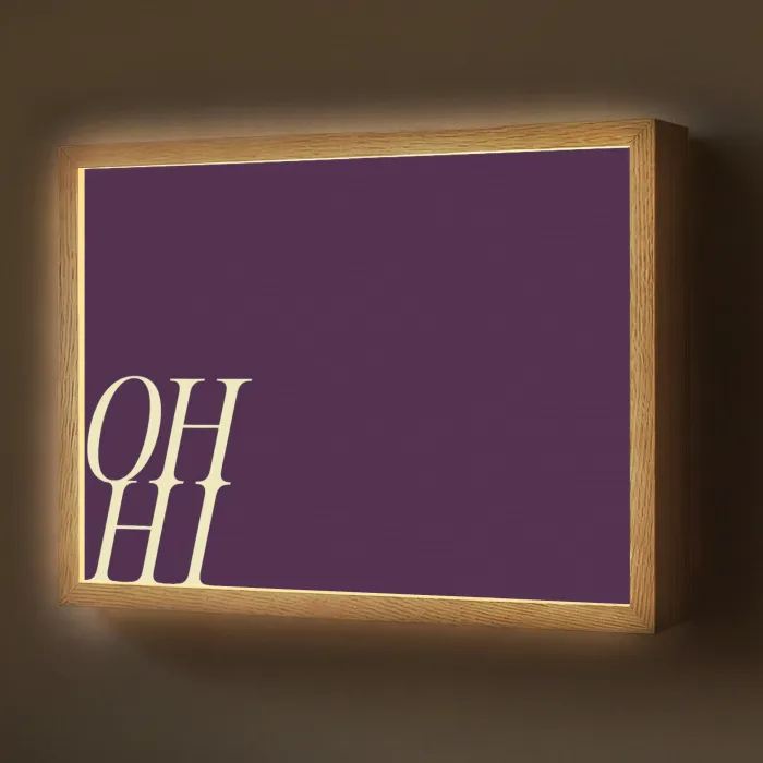 Oh hi - Paars - Cursief Light Box met batterij (Wandlamp) middel -z3d_website