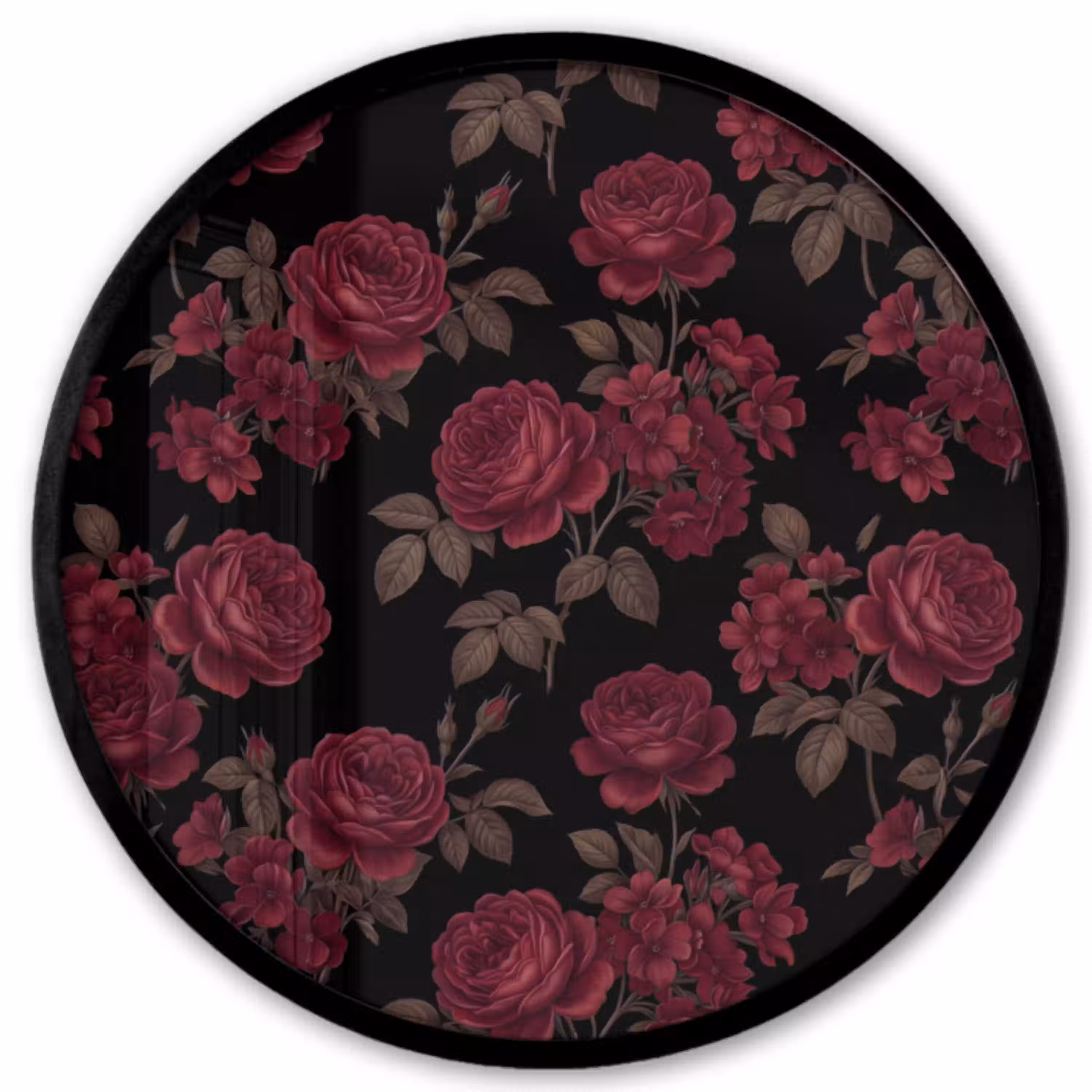Bloemen - Roos - Patroon - Klassiek - Rood Fotolijst rond zonder passe partout klein -3d