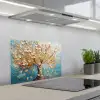 Boom - Blauw - Goud - Abstract - Modern keuken achterwand spatscherm klein -3d_schuin