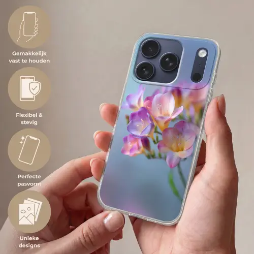Bloemen - Paars - Overloop - Meeldraden Telefoonhoesje iPhone 17 Pro klein -sfeer3_NL