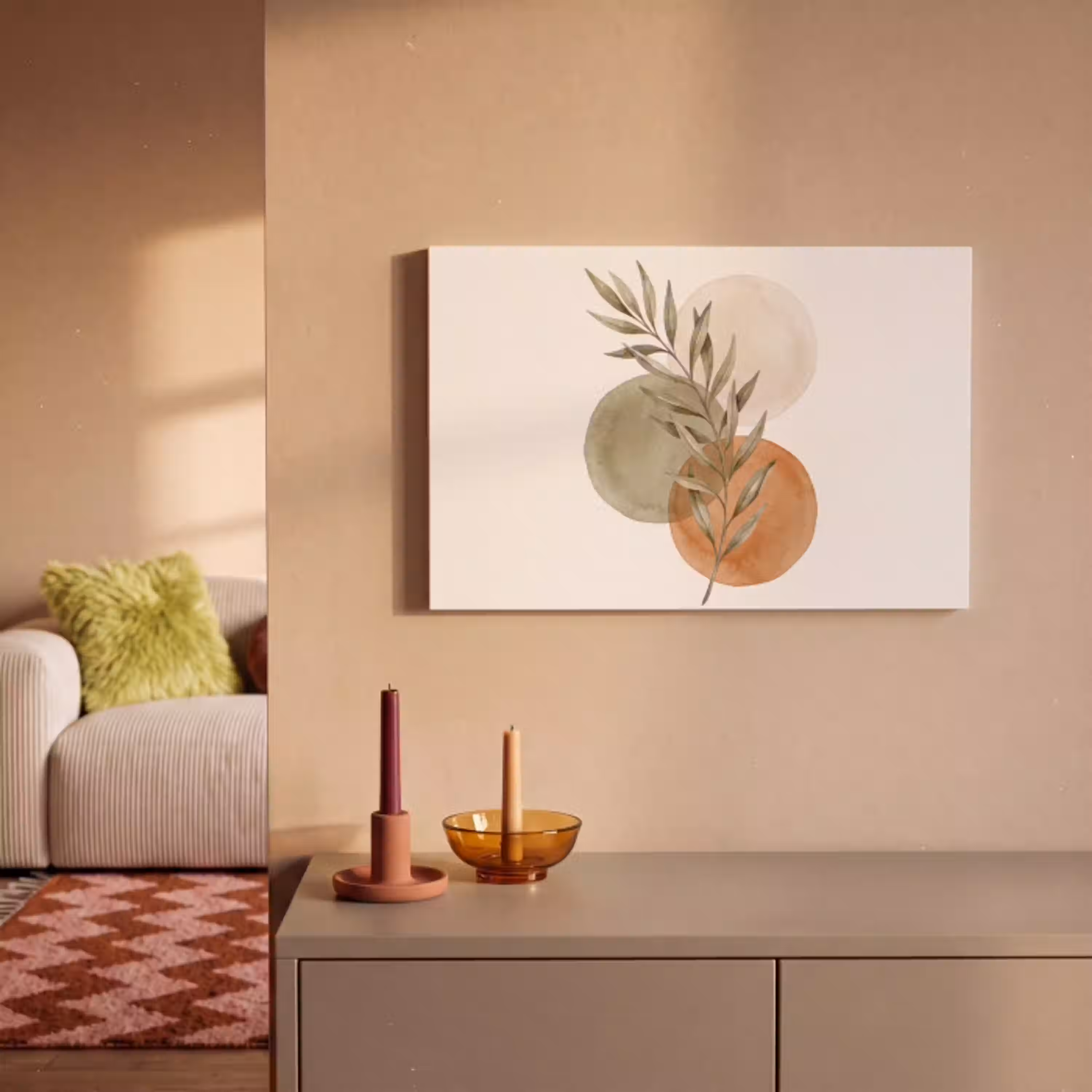 Plant - Cirkels - Abstract canvas 2cm klein -sfeer1