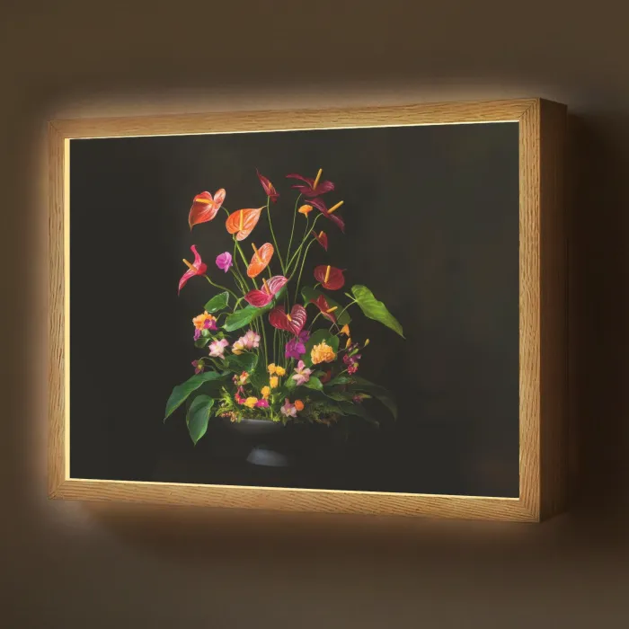 Bloemen - Vaas - Kleurrijk Light Box met batterij (Wandlamp) middel -z3d_website
