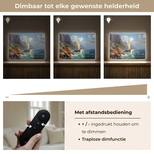 Zeilschip - Zee - Rotsen - Wolken Light Box met batterij (Wandlamp) middel -USP_dimbaarNL