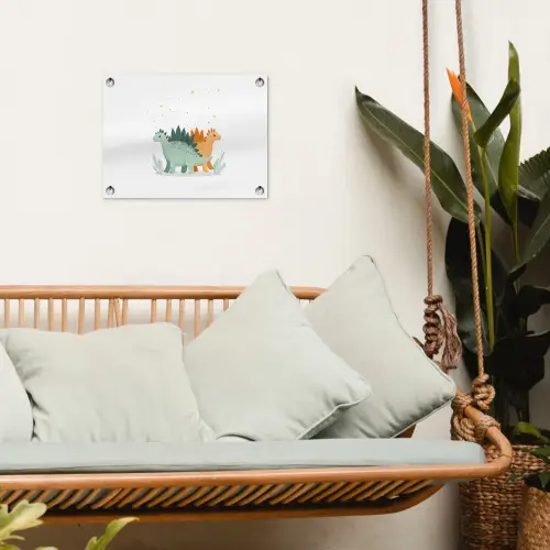 Planten - Sterren - Dinosaurussen - Oranje tuinposter los doek klein -sfeer7
