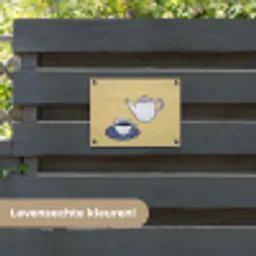 Theepot - Kopje - Beige - Illustratie tuinposter los doek klein -sfeer3