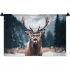 Hert - Dieren - Landschap - Winter - Sneeuw Wandkleed katoen klein -zz3d