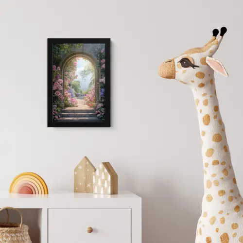 Doorkijk - Rozen - Vintage - Bloemen fotolijst zwart zonder passe partout klein -usfeer4_kinderkamer