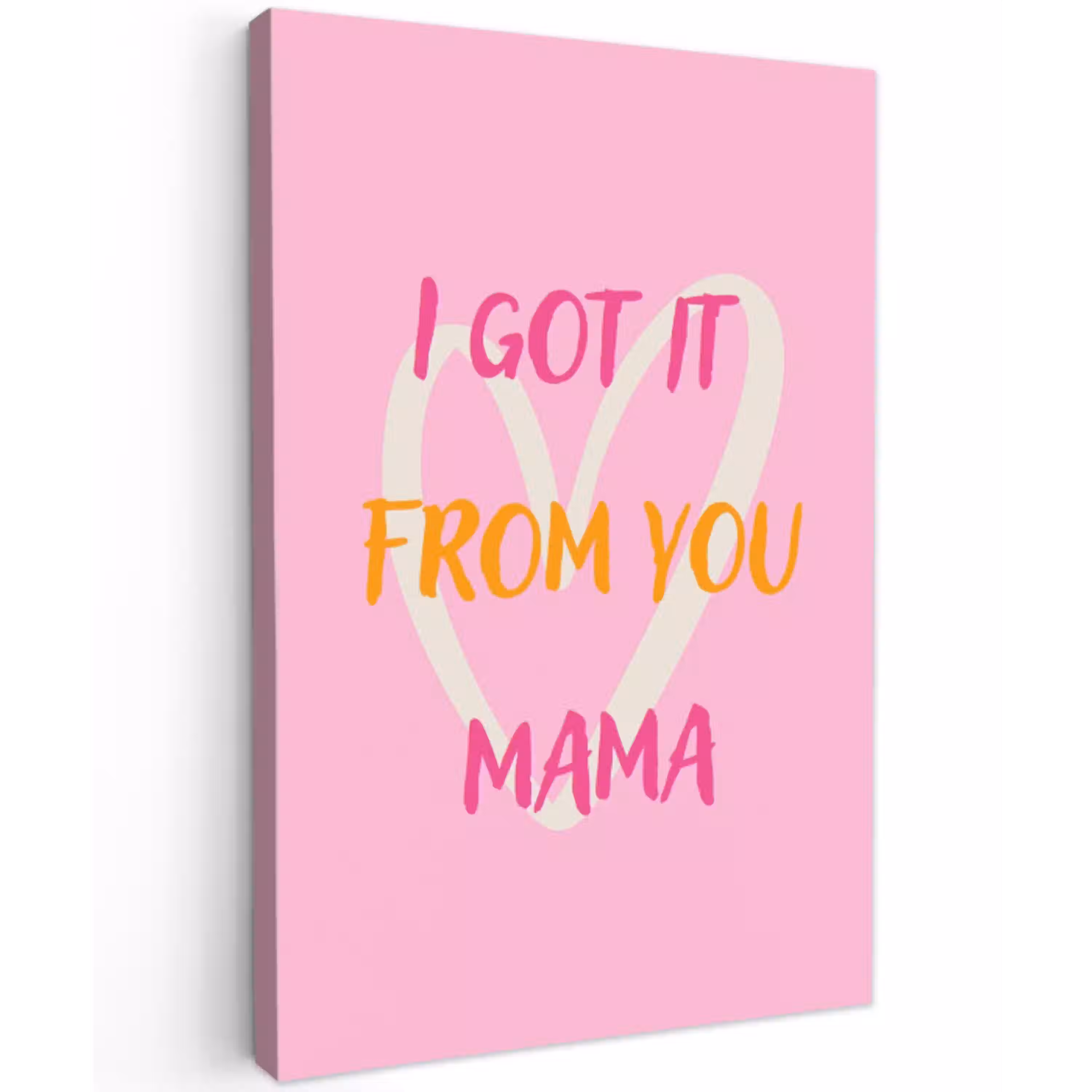 Mama - Quote - Hart - Roze Tuinposter op houten frame 2 cm dik middel -3d