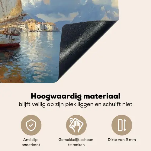 Zeilschip - Huizen - Kade - Zee Inductie beschemer met haakjes klein -ky-onderkant-nl