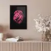 Leeuw - Zwart - Roze - Neon fotolijst zwart zonder passe partout klein -sfeer5