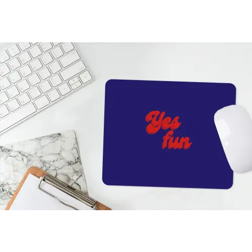 Blauw - Rood - Yes fun - 3D muismat rubber klein -witbureau
