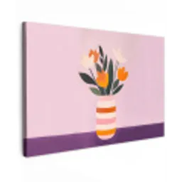 Tulpen - Vaas - Strepen - Paars Tuinposter op houten frame 2 cm dik klein -3d