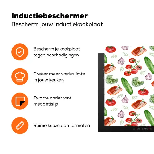Tomaat - Paprika - Komkommer - Patroon Inductie beschermer vinyl 3mm klein 276 -zzzzzzz-td-ups