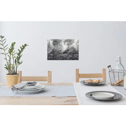 Bos - Hert - Zwart - Wit Muursticker klein -eettafel
