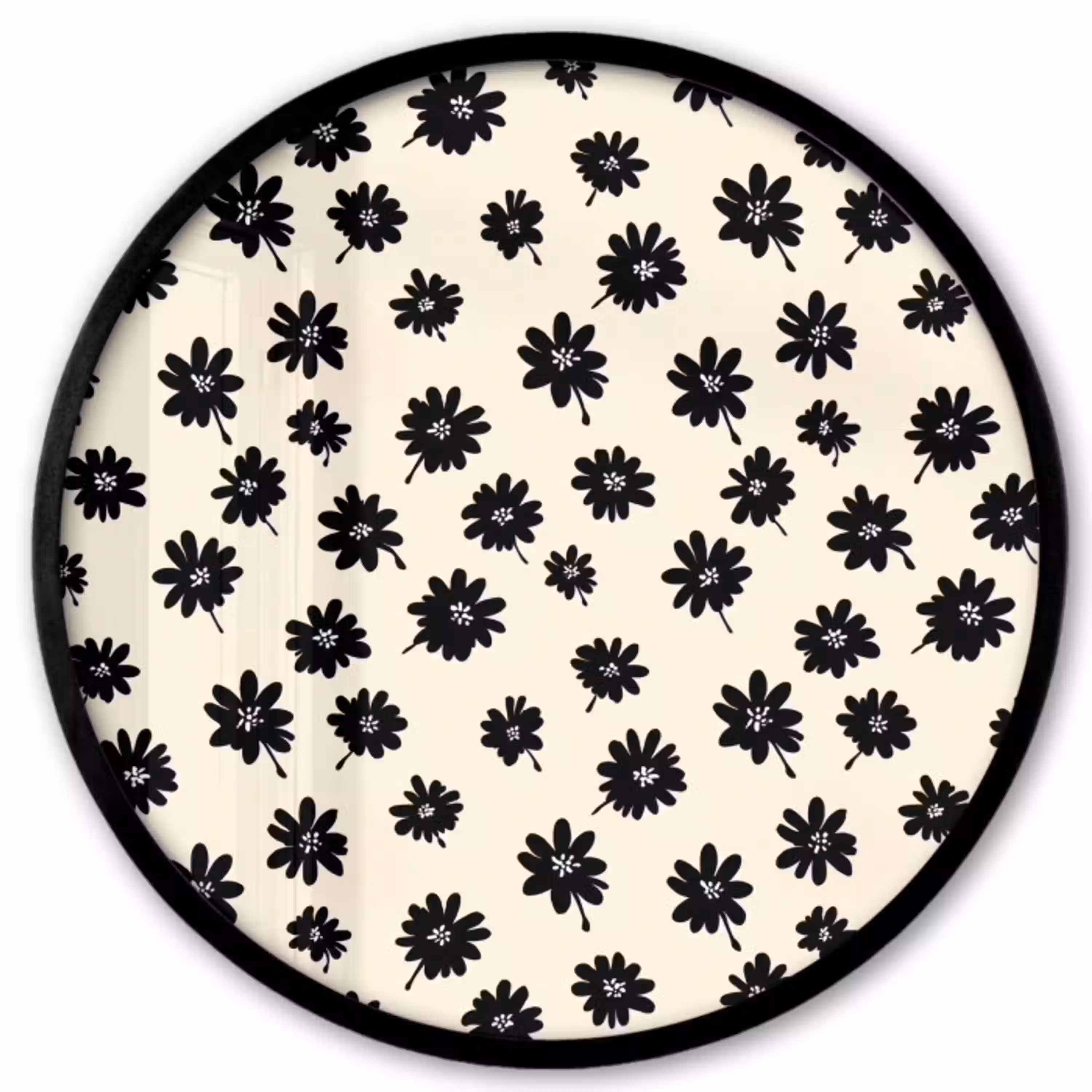 Madeliefjes - Grafisch - Zwart - Beige Fotolijst rond zonder passe partout klein 856 -3d