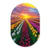 Tulpenveld - Zonsondergang - Kleurrijk Wandcirkel Ovaal Forex klein -3d