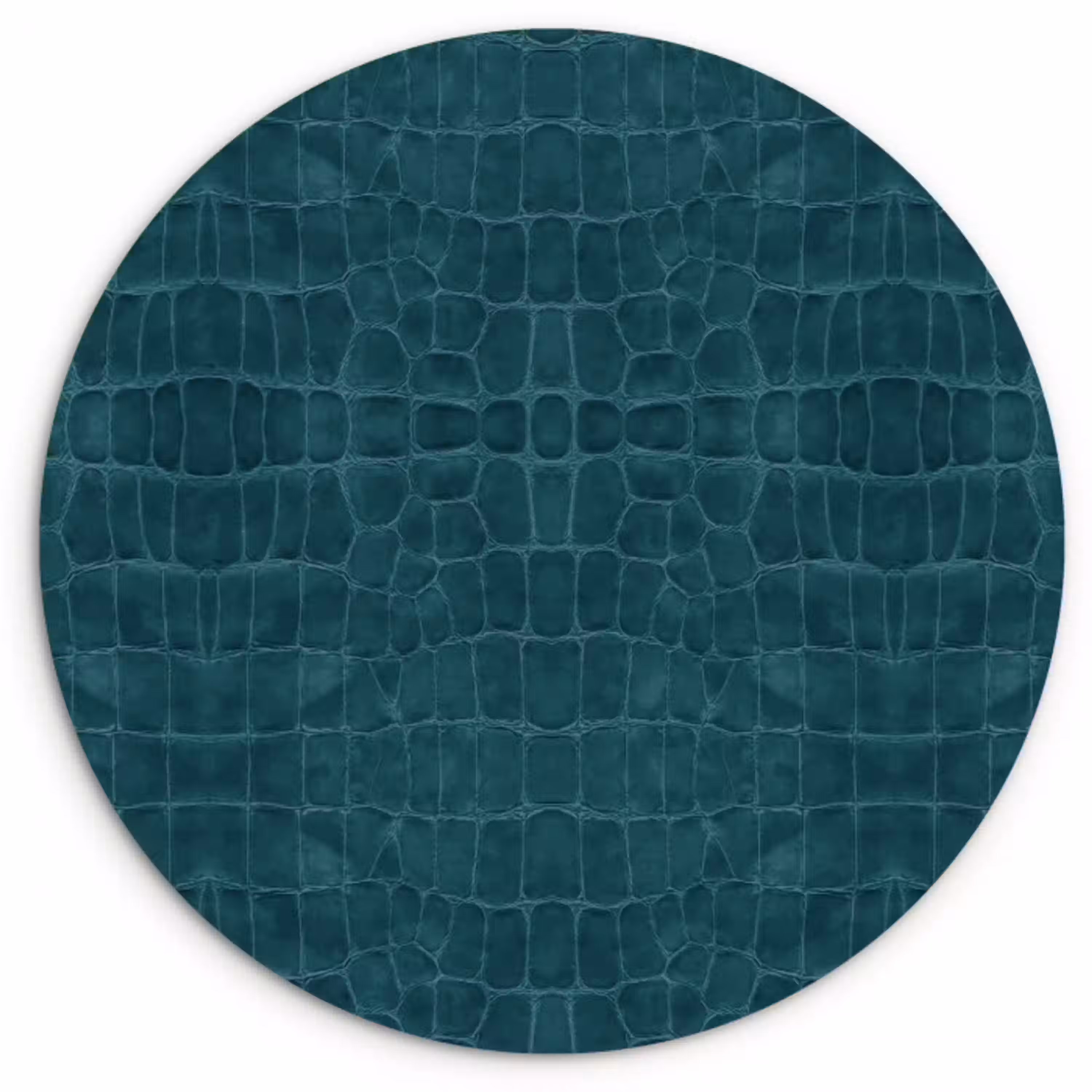 Krokodil - Leer - Petrol - Blauw Wandcirkel plexiglas klein 852 -3d