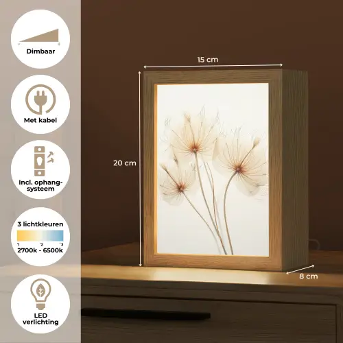 Zonlicht - Paardenbloemen - Natuur - Botanisch Light Box met kabel (Tafellamp) klein -USP_NL