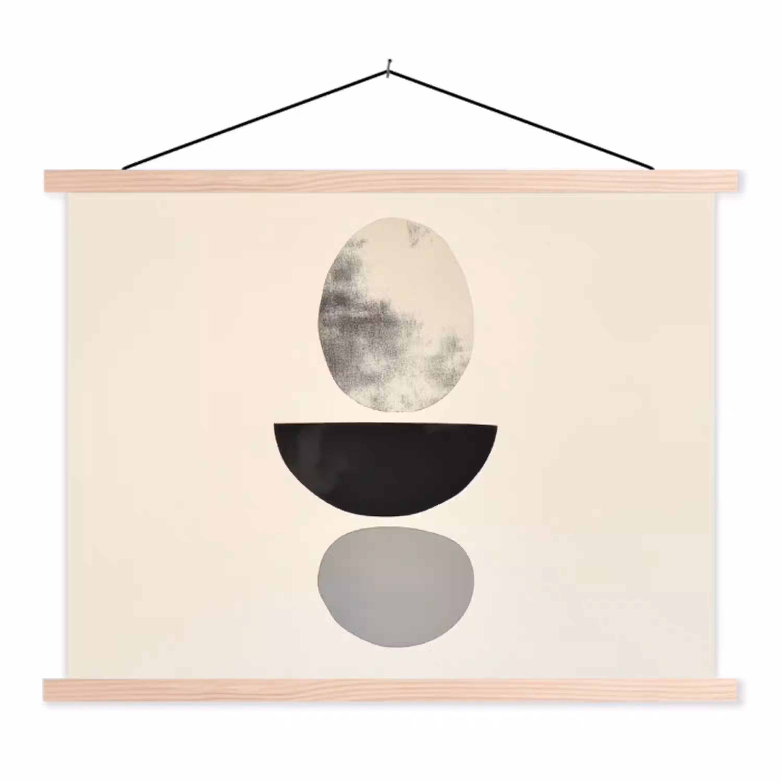 Beige - Japandi - Wabi sabi textielposter latten blank klein -3d