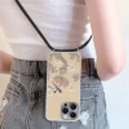 Bloemen - Vogels - Bloemen Hoesje iPhone 16 Pro Max met koord klein -sfeer5