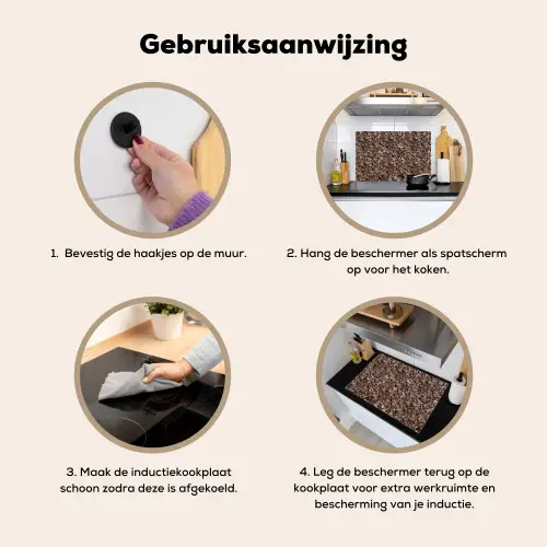 Graniet - Bruin - Structuur Inductie beschemer met haakjes klein 777 -ky-gebruik-nl