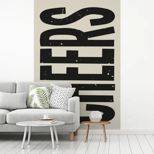 Cheers - Japandi - Zwart - Letters fotobehang vinyl groot -woonkamer