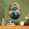 Pauw - Vogel - Bloemen - Planten - Pauwenveren Wandcirkel Ovaal Forex klein -sfeer2