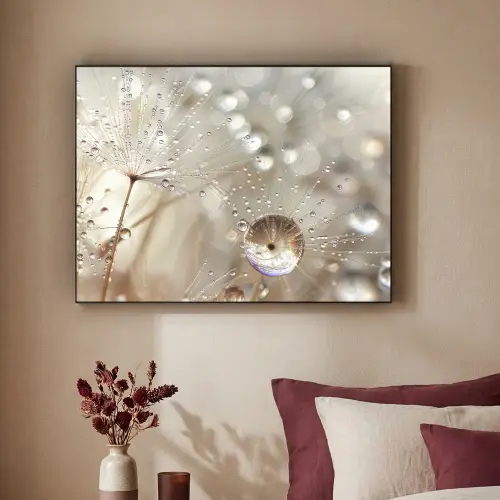 Natuur - Bloemen - Druppels - Regen Textielframe zwart klein -sfeer1