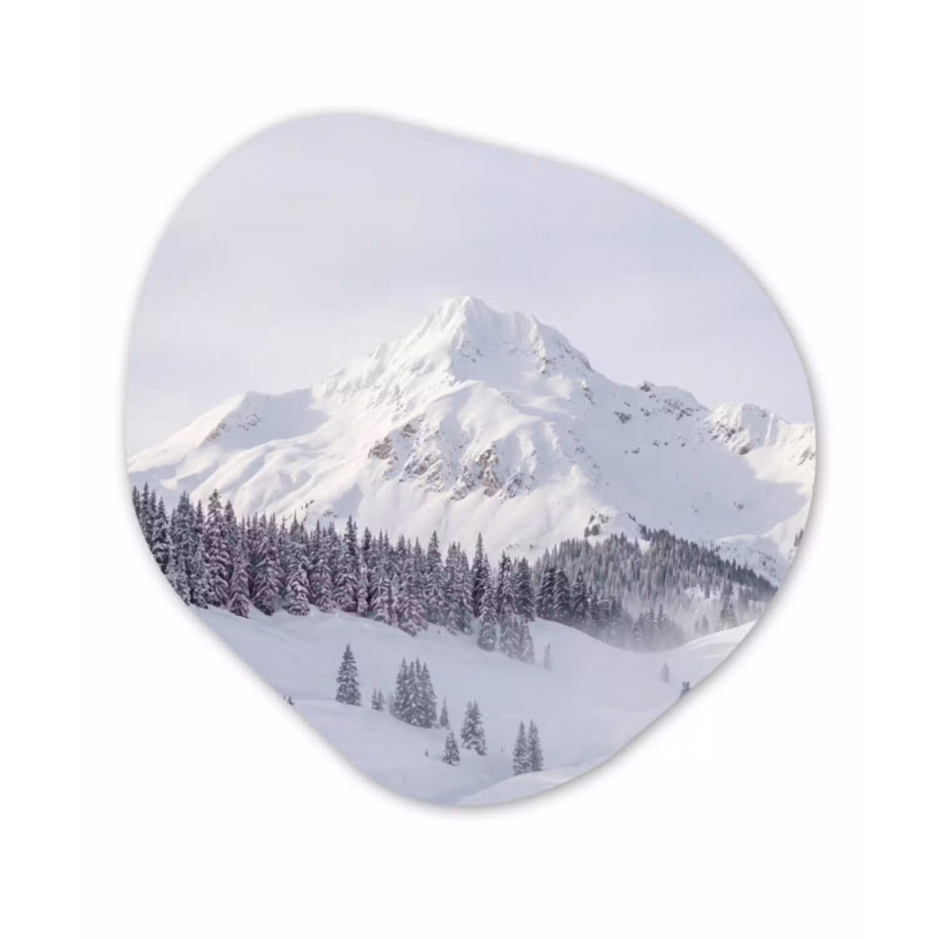 Berg - Sneeuw - Winter - Natuur - Wit Wandcirkel Organisch Forex 3mm klein -3d