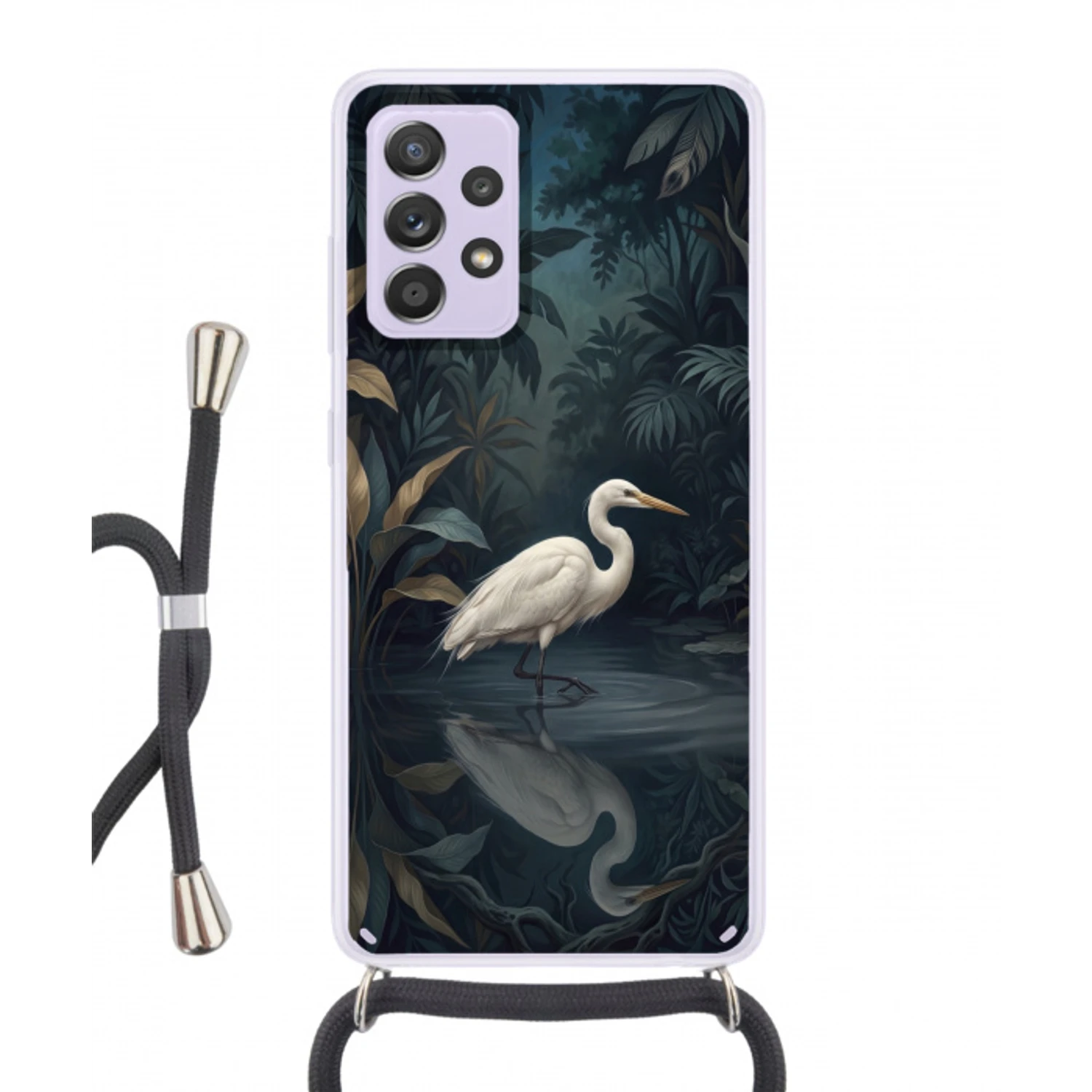 Reiger - Water - Natuur - Modern - Wit Hoesje Samsung Galaxy A52 5G met koord klein -3d