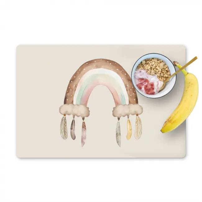 Regenboog - Bohemian - Boho - Pastel kleuren Placemat vinyl groot -zzzproduct_Kitchenyeah-website