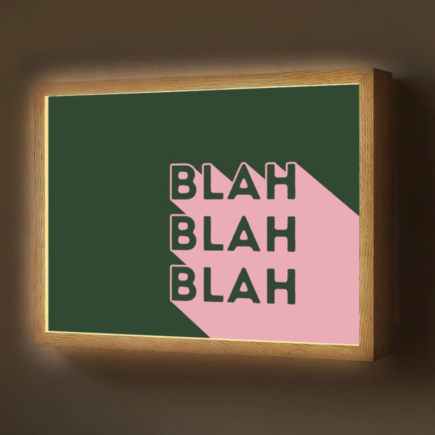Donkergroen - Tekst - Schaduw - Grafisch Light Box met batterij (Wandlamp) middel -z3d_website