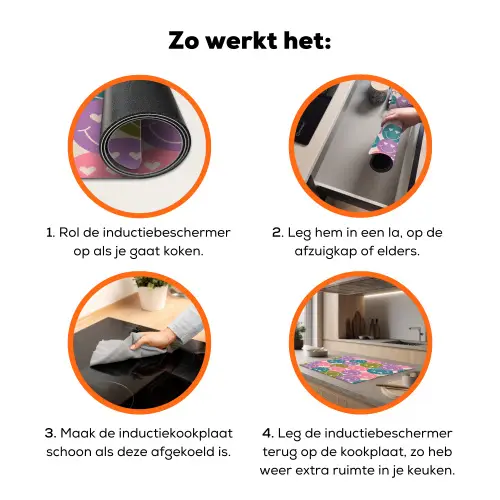 Patroon - Smiley - Kleurrijk - Hartjes Inductie beschermer vinyl 3mm klein 276 -zzzzzzz-td-werking