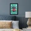 Kever - Bloemmotieven - Turquoise - Bladeren fotolijst zwart zonder passe partout klein -sfeer3
