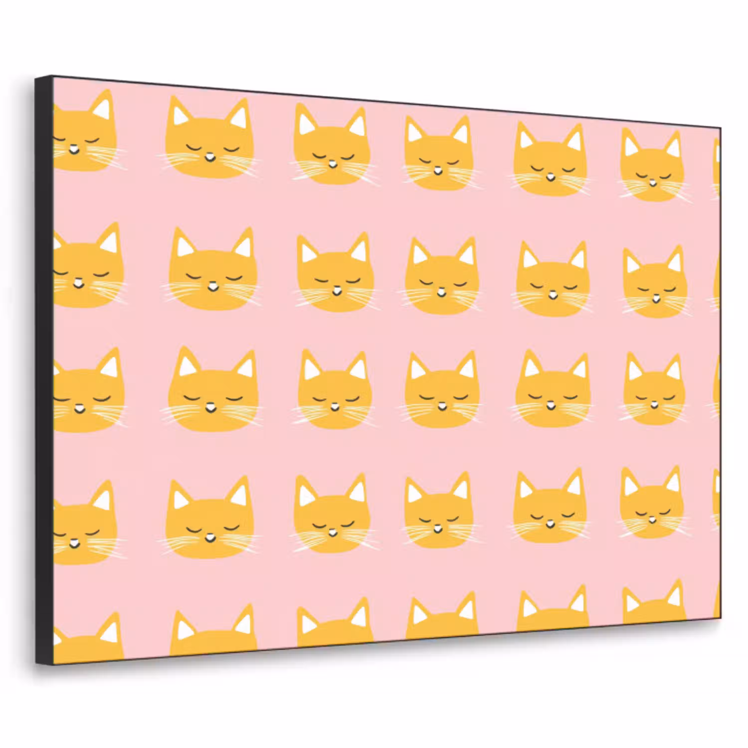 Katten - Patroon - Roze Textielframe zwart klein 947 -3d
