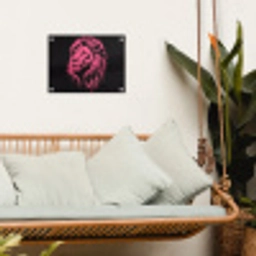 Leeuw - Zwart - Roze - Neon tuinposter los doek klein -sfeer7
