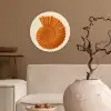 Schelp - Oranje - Ribbels Wandcirkel kunststof plaat 5mm dik klein -sfeer1